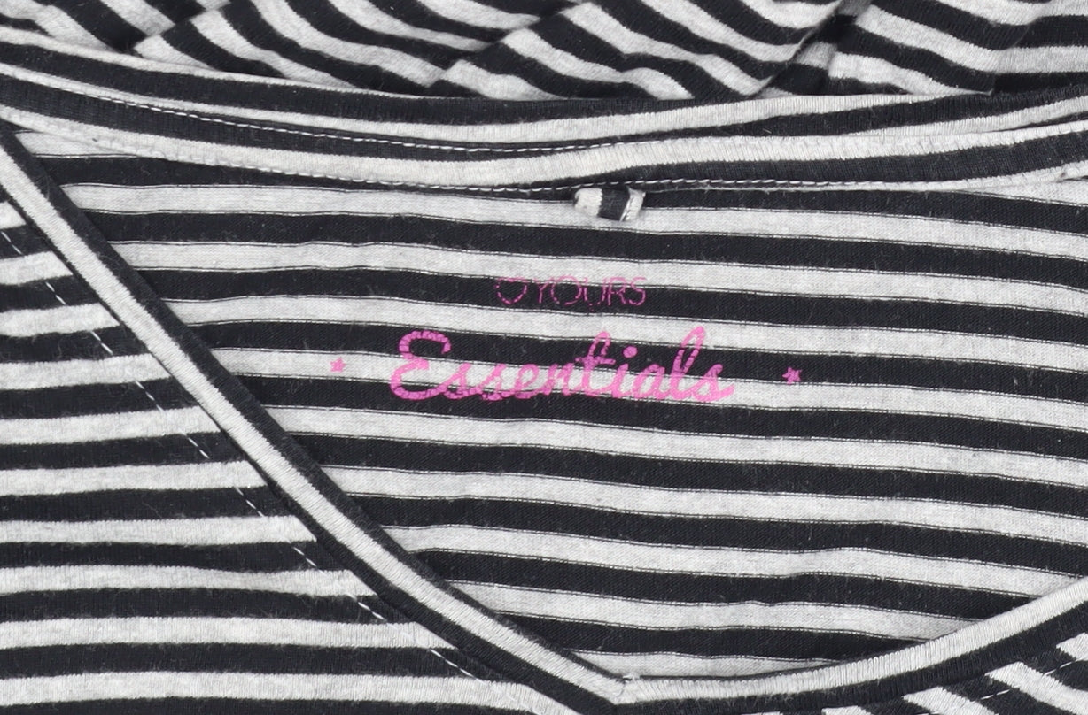 Yours Women's Black Striped Plus V-Neck T-Shirt