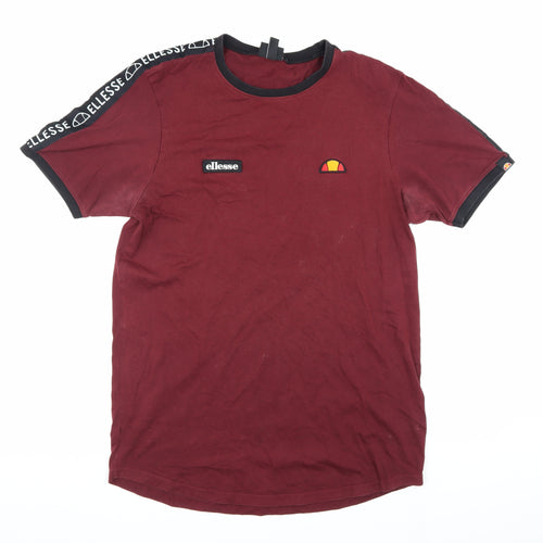 Ellesse Men's Red T-Shirt, Size L, Crew Neck, Short Sleeve