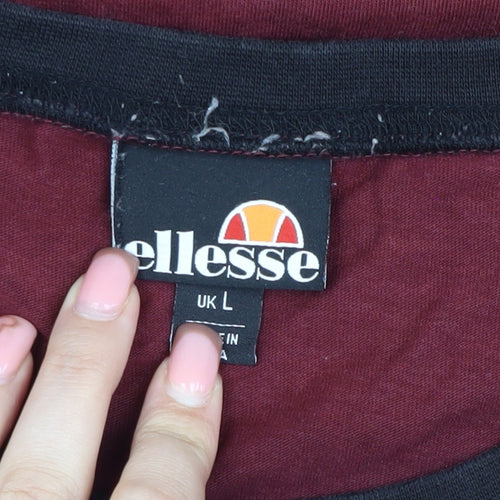 Ellesse Men's Red T-Shirt, Size L, Crew Neck, Short Sleeve
