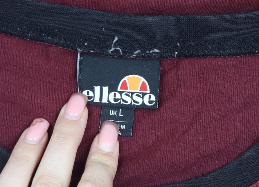 Ellesse Men's Red T-Shirt, Size L, Crew Neck, Short Sleeve
