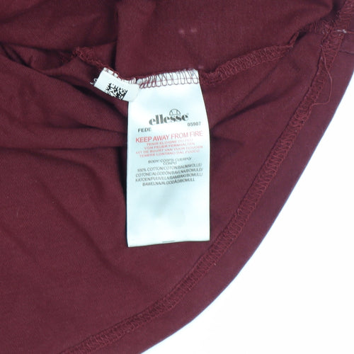 Ellesse Men's Red T-Shirt, Size L, Crew Neck, Short Sleeve