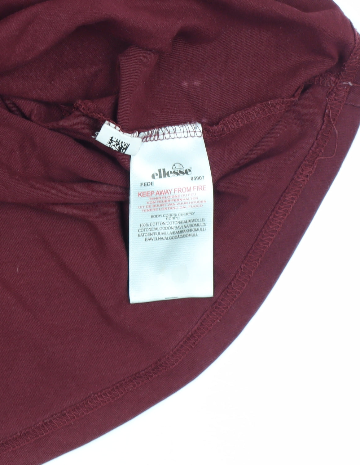 Ellesse Men's Red T-Shirt, Size L, Crew Neck, Short Sleeve