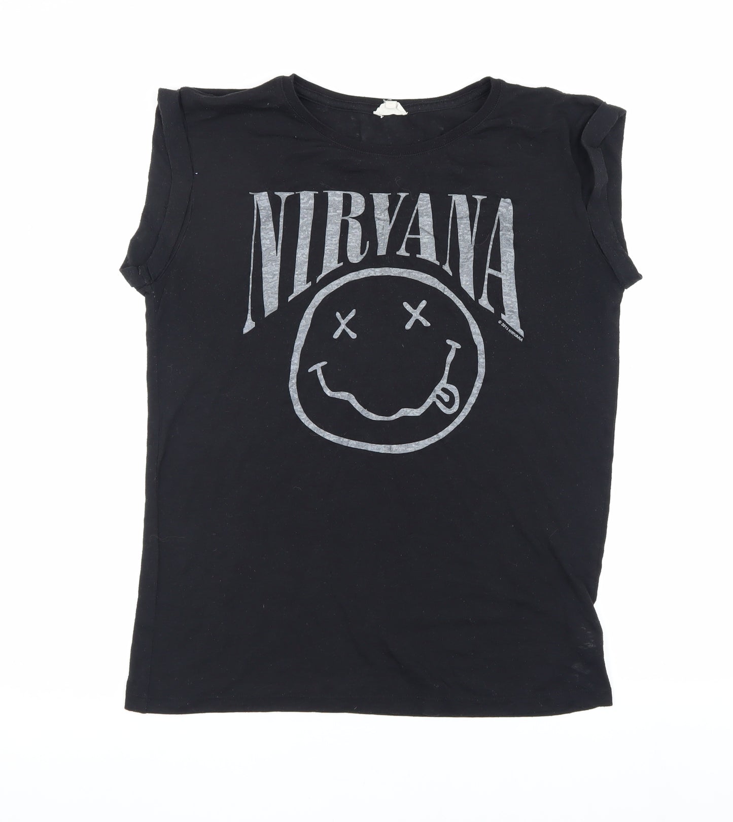 Boohoo Nirvana Black Sleeveless T-Shirt Music Casual
