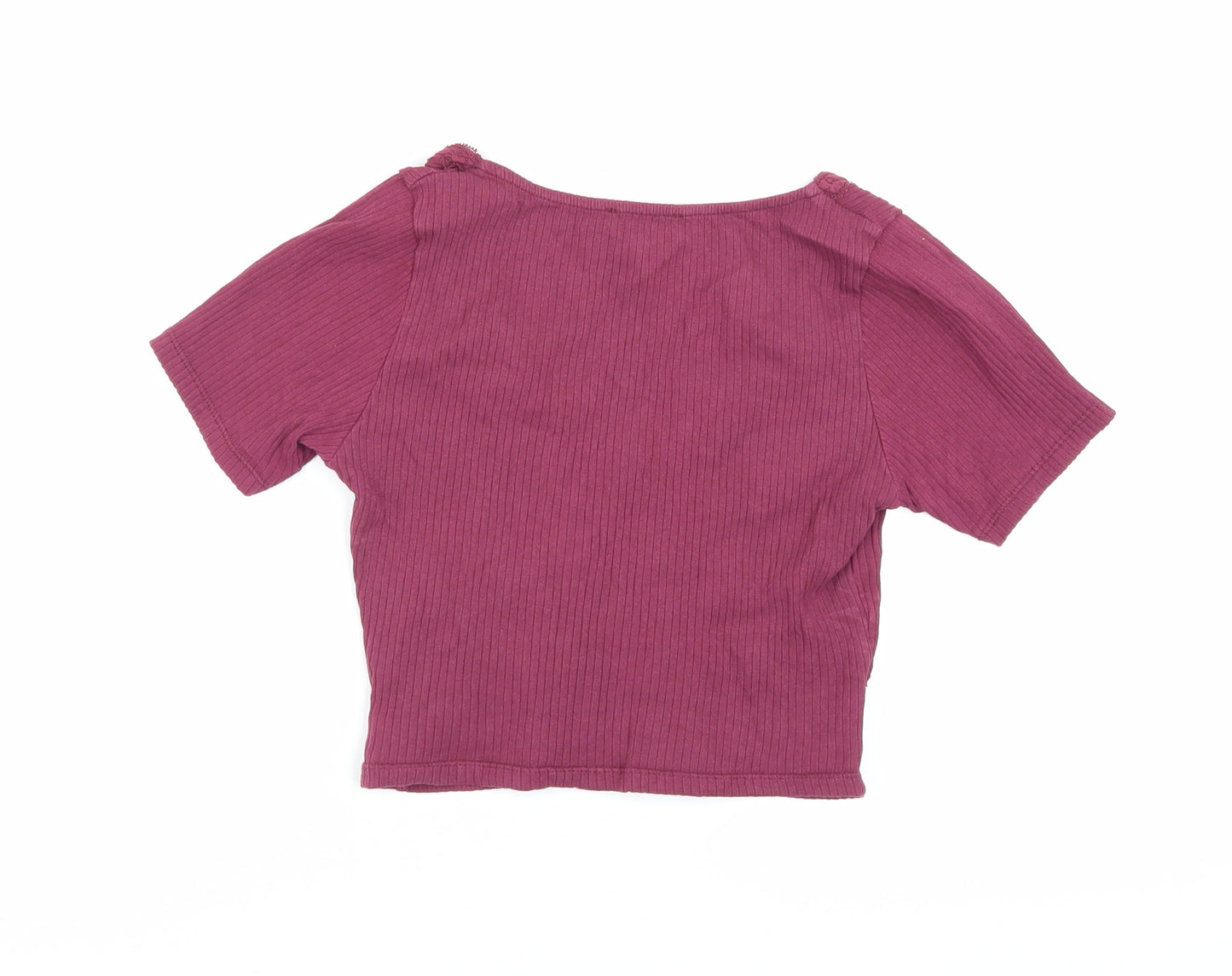 Pull & Bear Girls Purple Cropped Blouse V-Neck Size M
