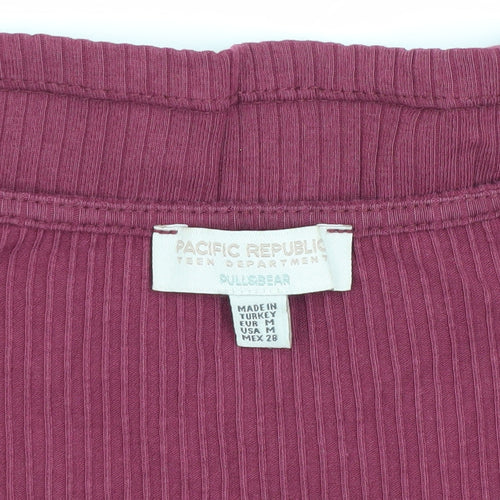 Pull & Bear Girls Purple Cropped Blouse V-Neck Size M