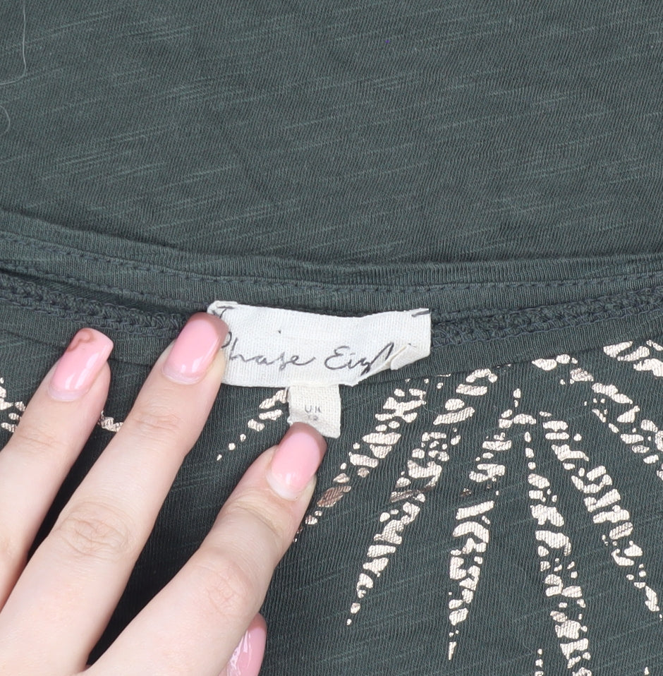 Phase Eight Women's Green Printed T-Shirt - Size S