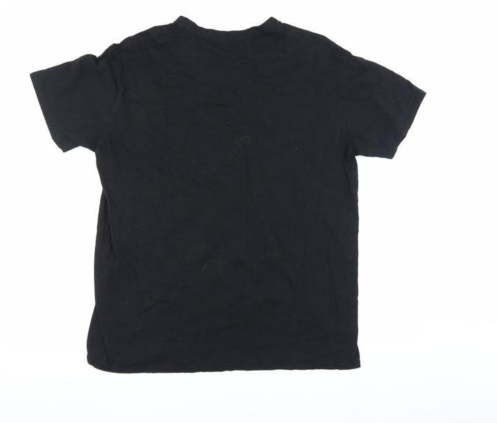 SHØK Black Floral Print Men's T-Shirt L