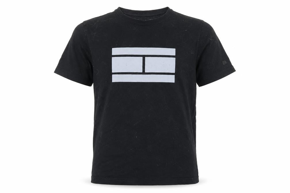 Front view of Tommy Hilfiger Men's Black Graphic T-Shirt M