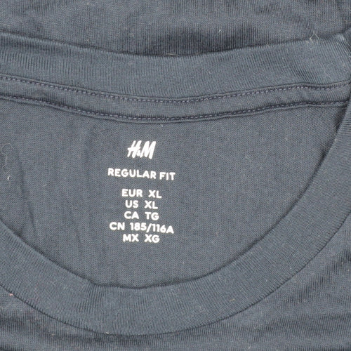 H&M Men's Blue XL Regular Fit T-Shirt
