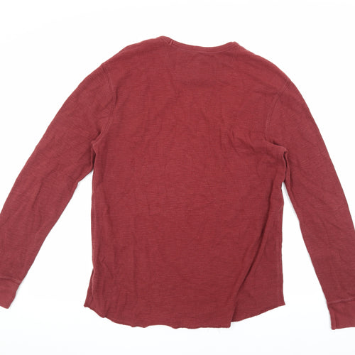 Gap Men's Red Pullover Jumper, Size L, Cotton Knit