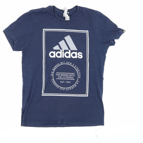 Adidas Blue Men's T-Shirt, Size S, Logo, Casual Sport Wear