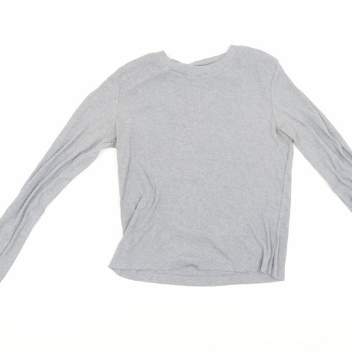 H&M Women Grey XS Long Sleeve Basic T-Shirt