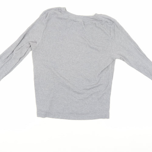 H&M Women Grey XS Long Sleeve Basic T-Shirt