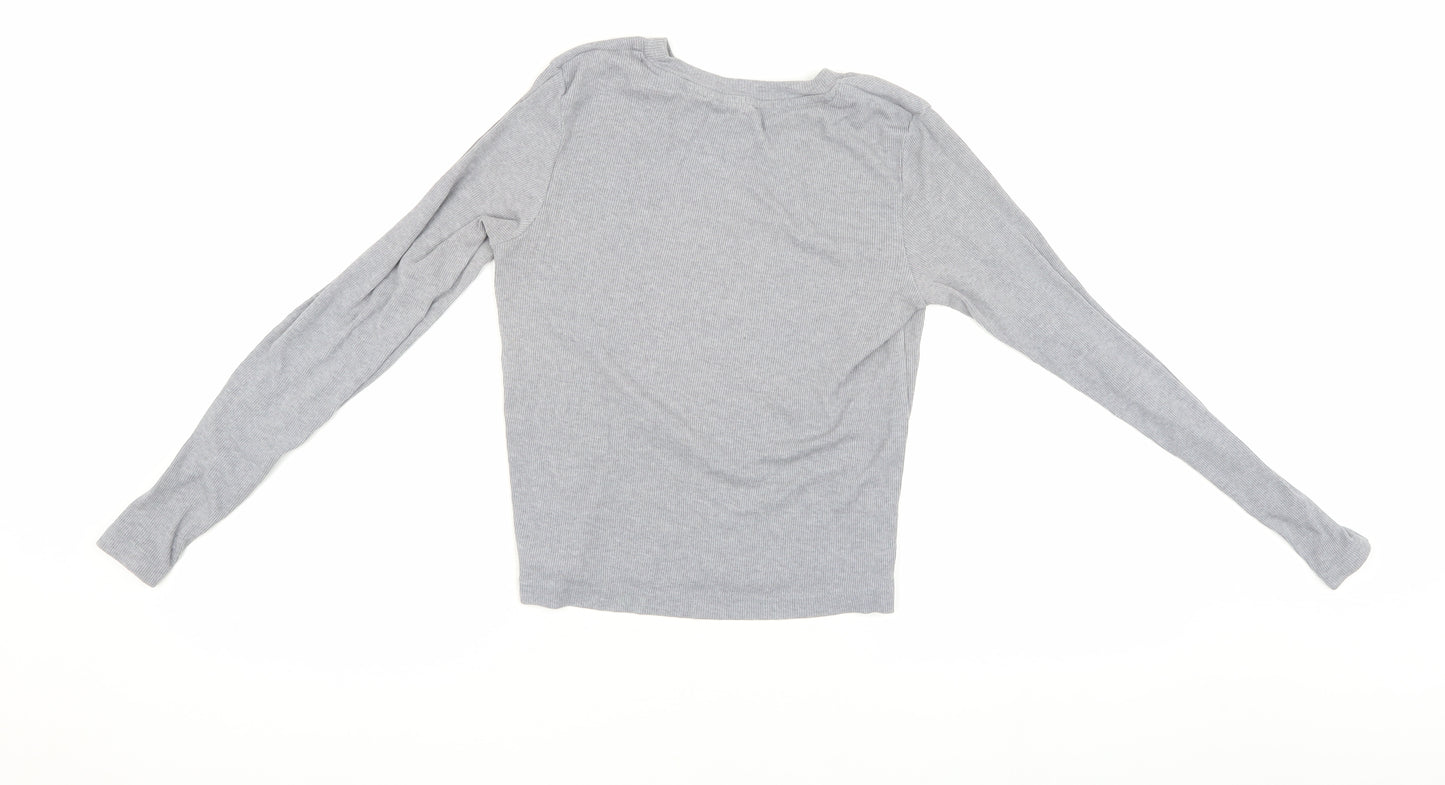 H&M Women Grey XS Long Sleeve Basic T-Shirt