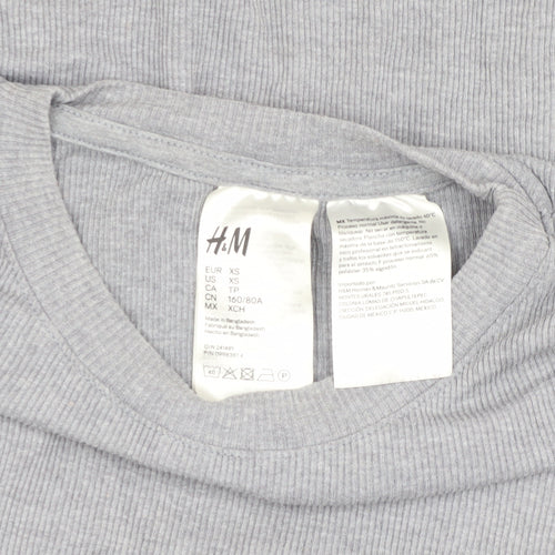 H&M Women Grey XS Long Sleeve Basic T-Shirt