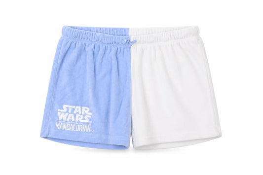 Front view of Star Wars Teen Blue & White Biker Shorts