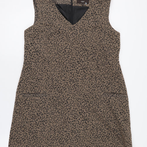 Next Women's Brown Animal Print Sheath Dress Size 16