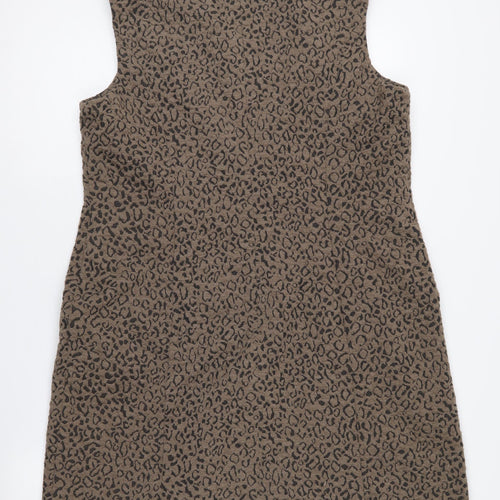 Next Women's Brown Animal Print Sheath Dress Size 16