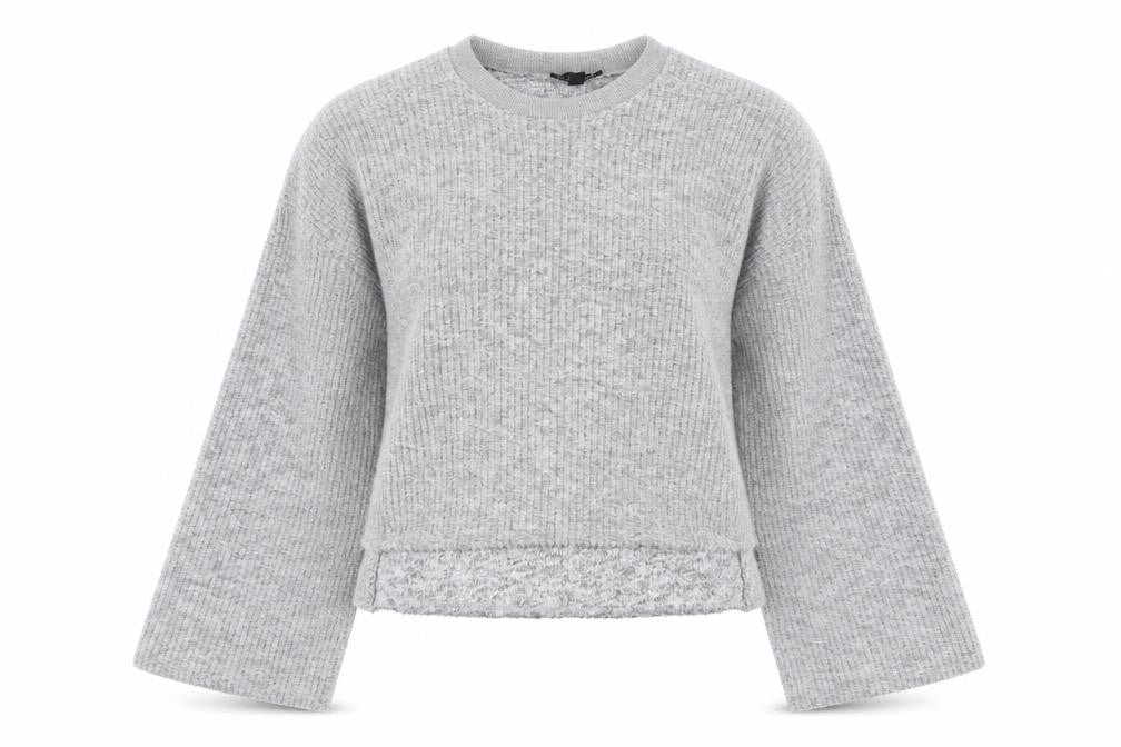 Front view of Topshop Women's Grey Waffle-Knit Long Sleeve Jumper, size 8