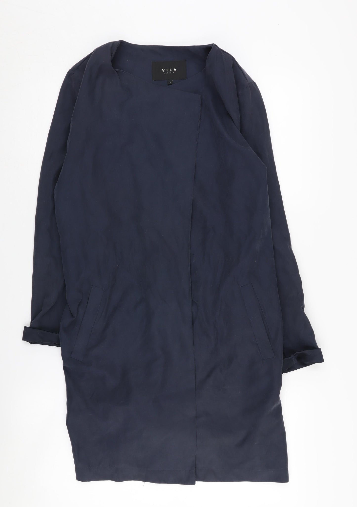 Vila Women's Blue Belted Trench Coat Size S