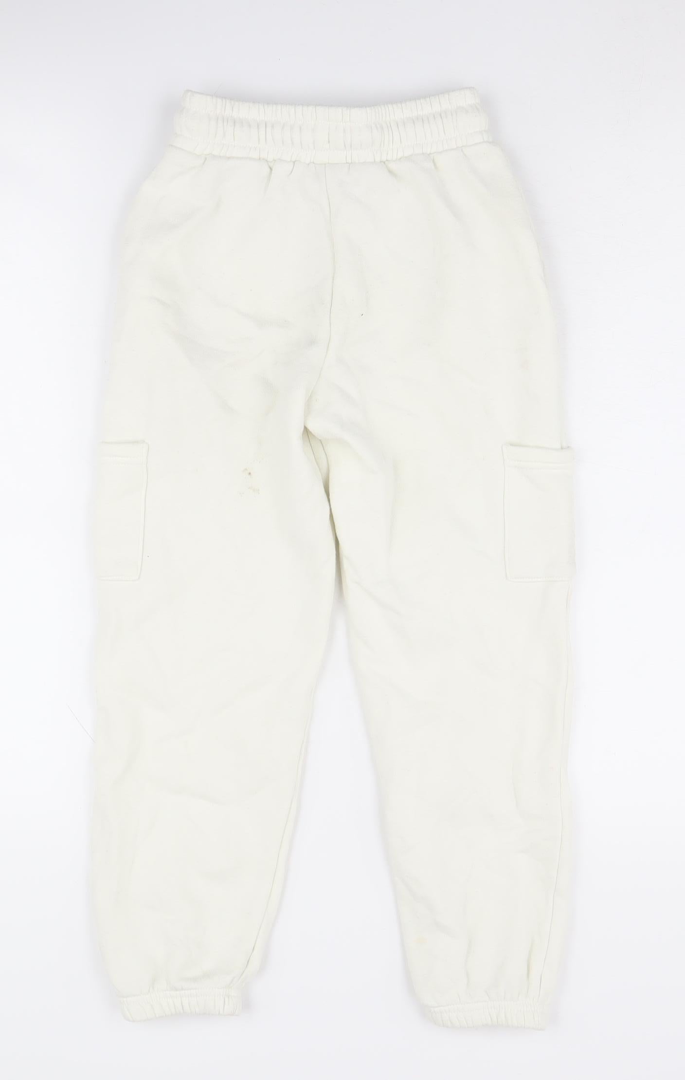 Disney Girls White Jogger Trousers - Angel Theme, Size 7-8
