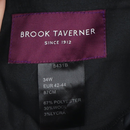 Brook Taverner Men's Black Striped Formal Trousers