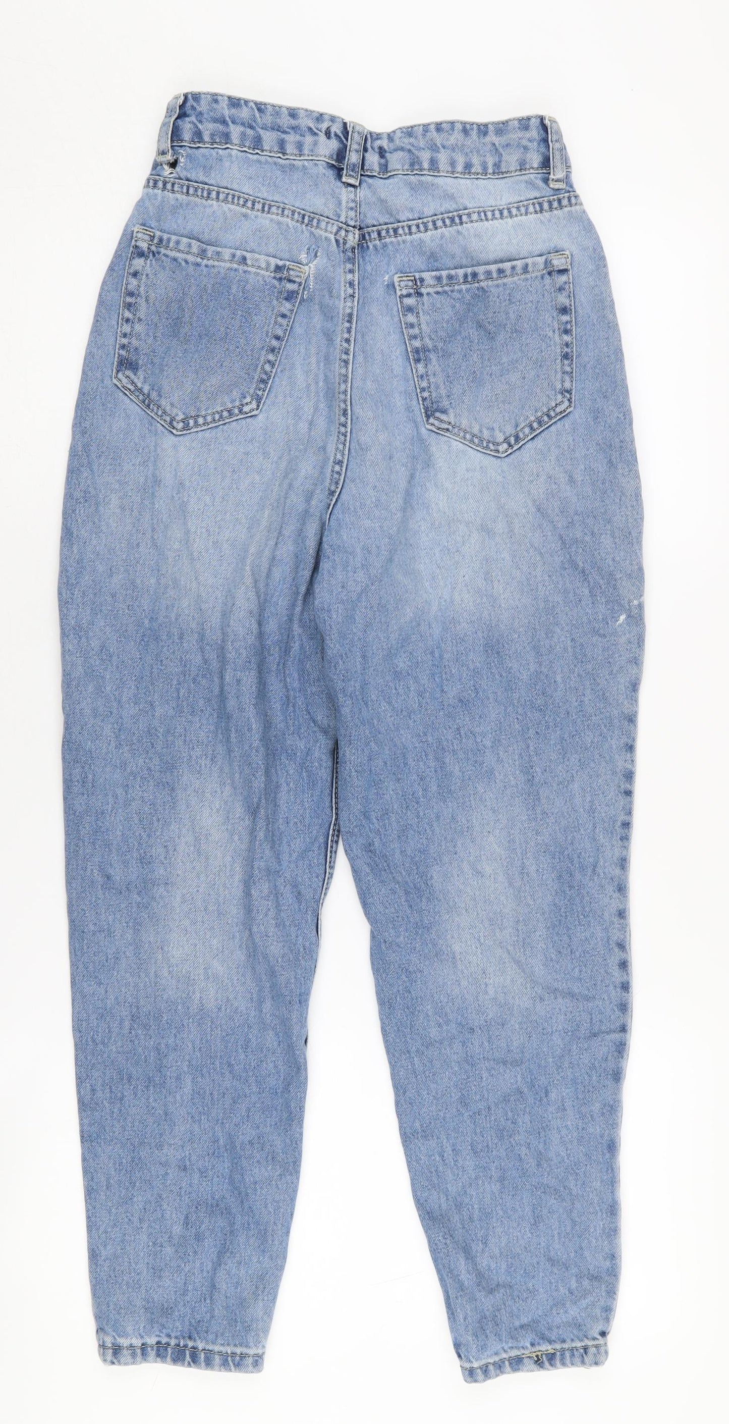 Boohoo Women's Blue Distressed Mom Jeans 6 Petites