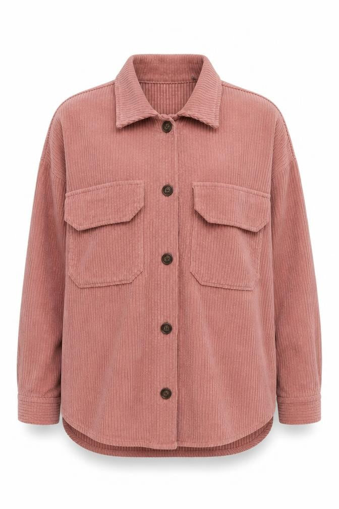 Front view of CISONO Women's Pink Corduroy Jacket, size S