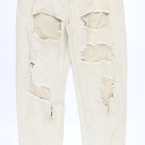 Riot Women's Beige High-Rise Mom Jeans, Size M