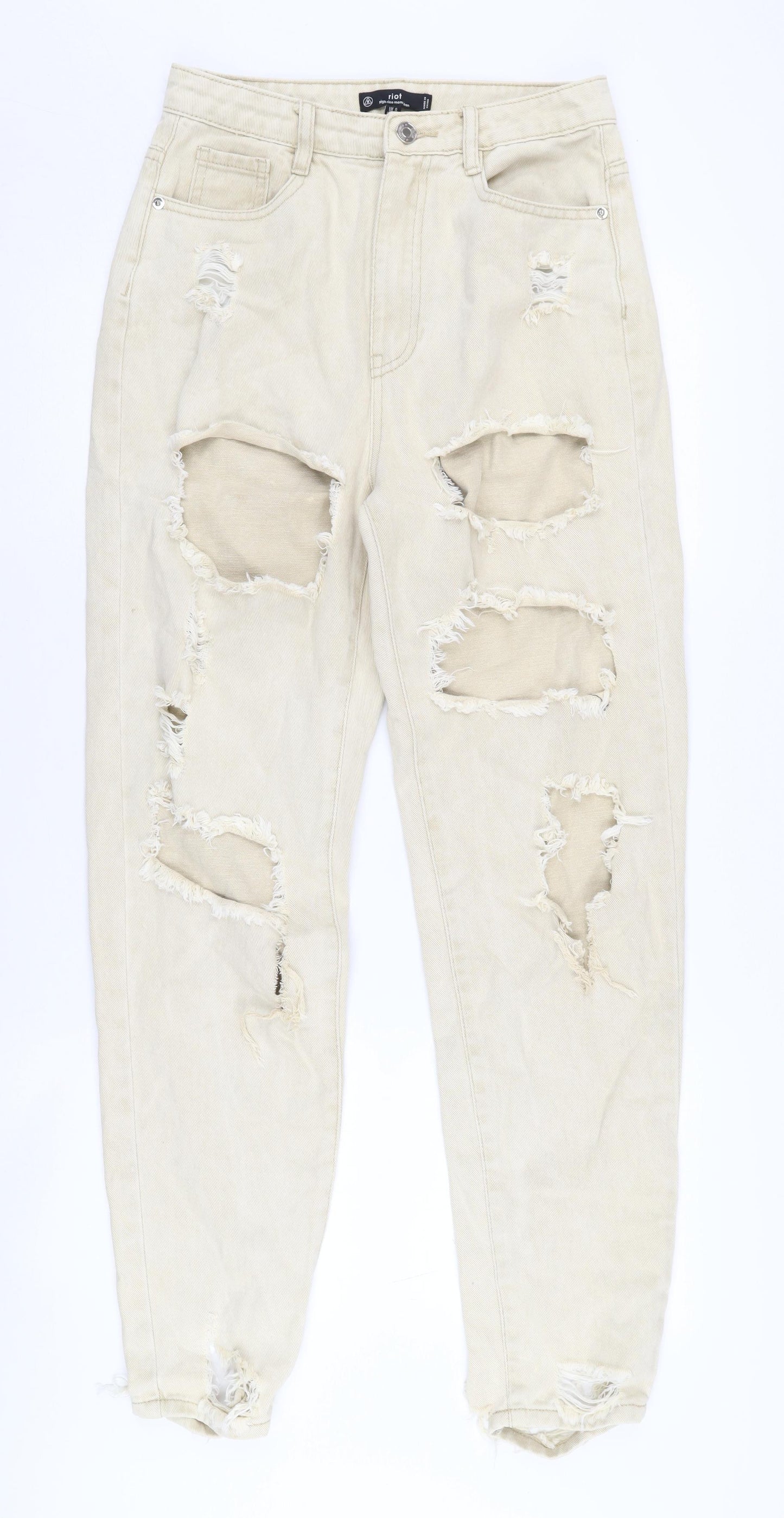 Riot Women's Beige High-Rise Mom Jeans, Size M