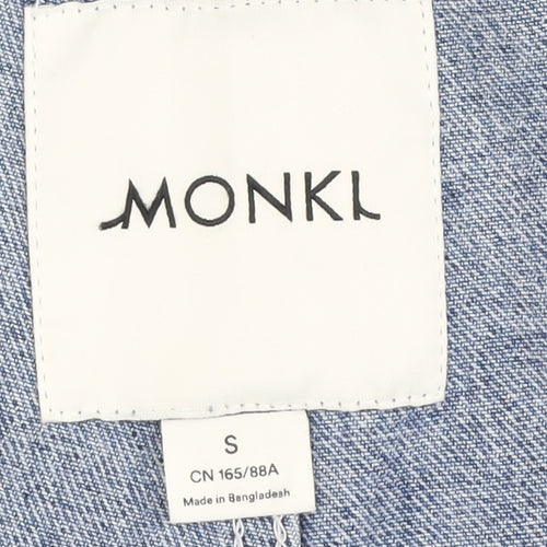 Monki Women's Blue Denim Dungarees - Size S, Button Accents