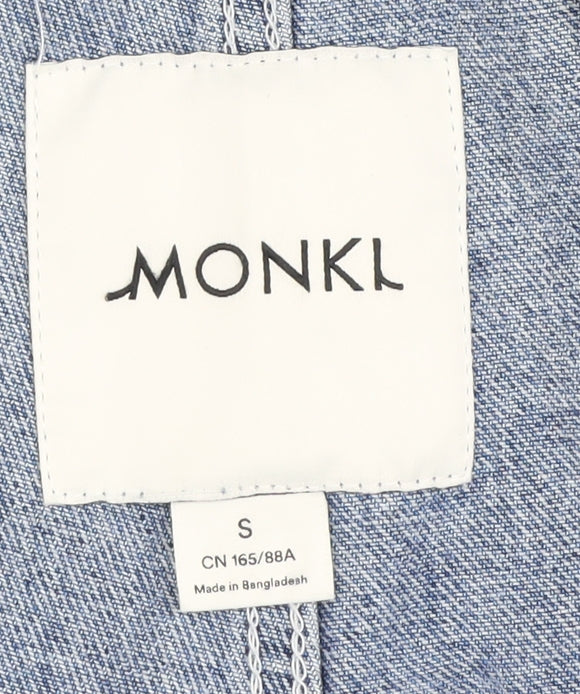 Monki Women's Blue Denim Dungarees - Size S, Button Accents