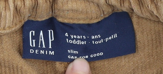 Gap Boys Brown Slim Corduroy Trousers, Size 4 Years