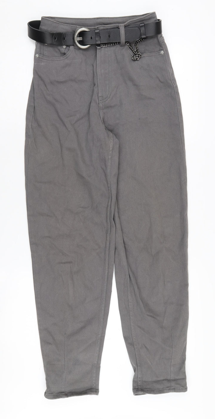 H&M Women's Grey Straight Jeans Size 6 with Belt