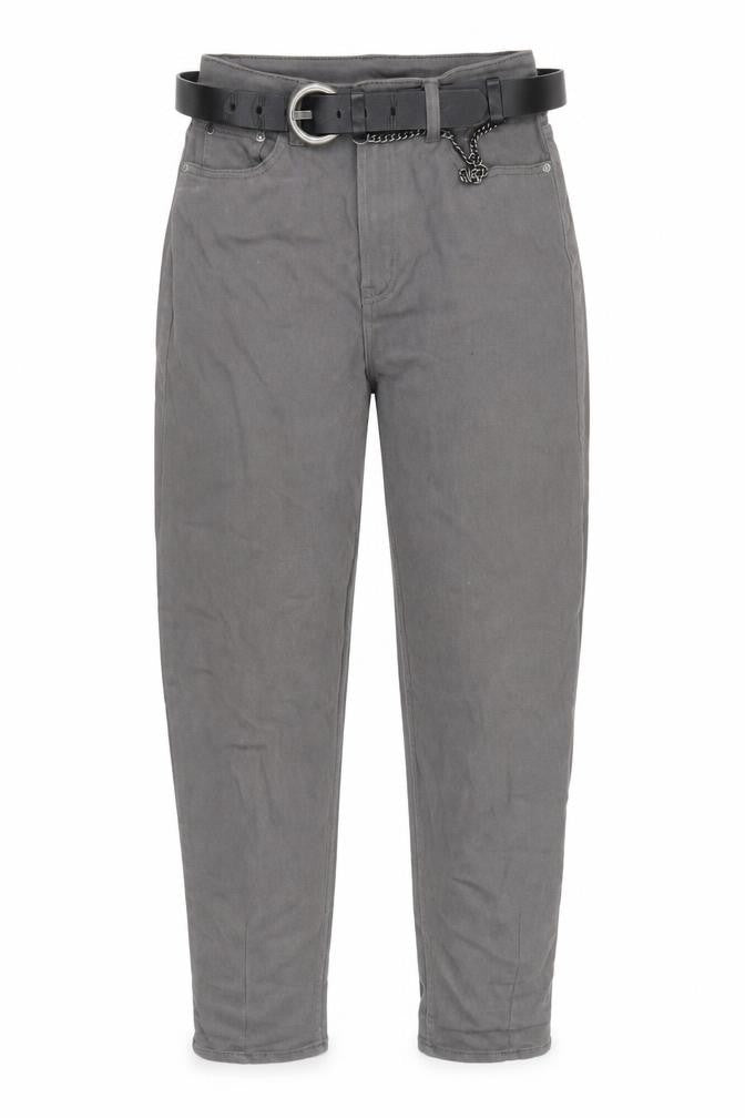 Front view of H&M Women's Grey Straight Jeans, size 6, with Belt