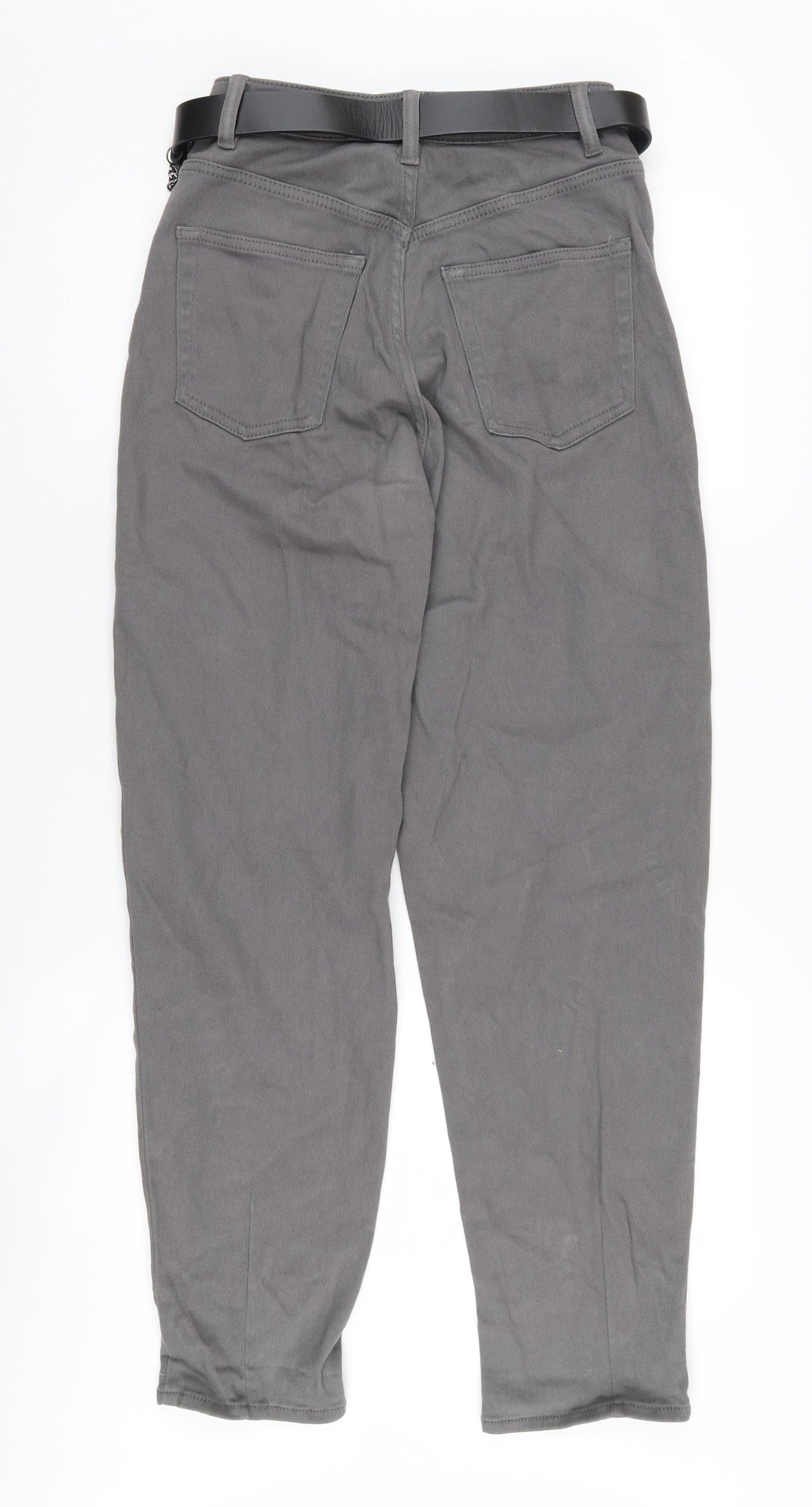 H&M Women's Grey Straight Jeans Size 6 with Belt