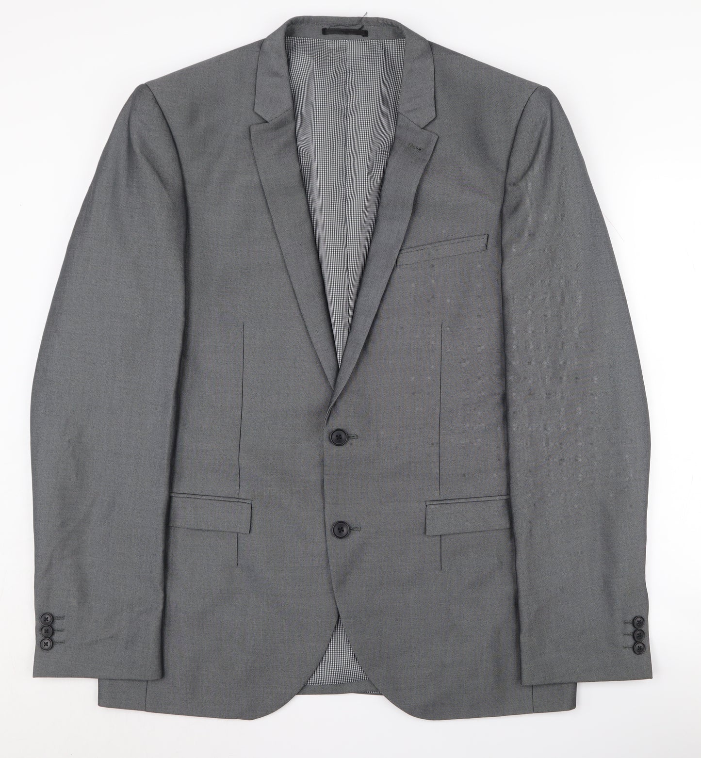 Next Men's Grey 42 Long Suit Jacket, Notch Lapel