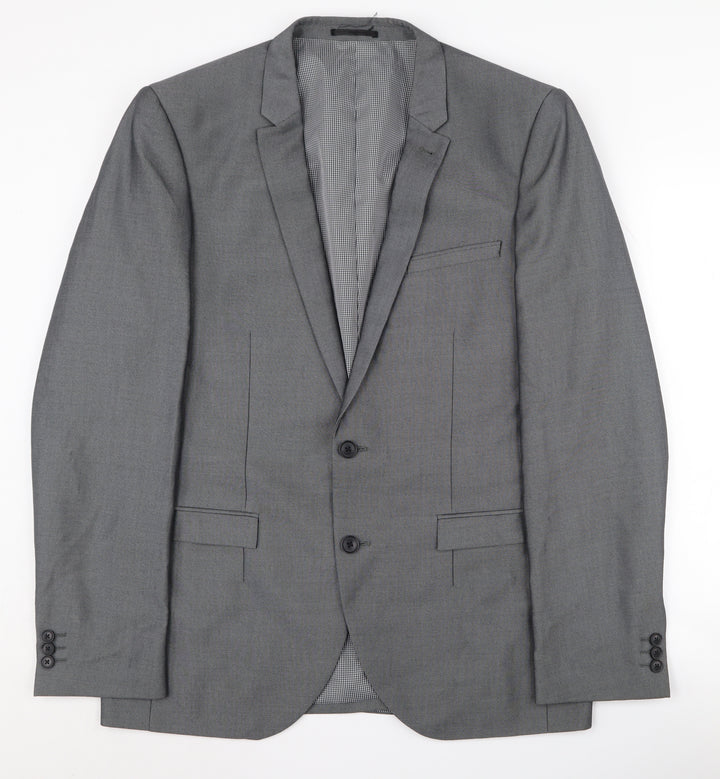 Next Men's Grey 42 Long Suit Jacket, Notch Lapel