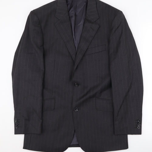 T.M.Lewin Men's Black Striped Suit Jacket 38S