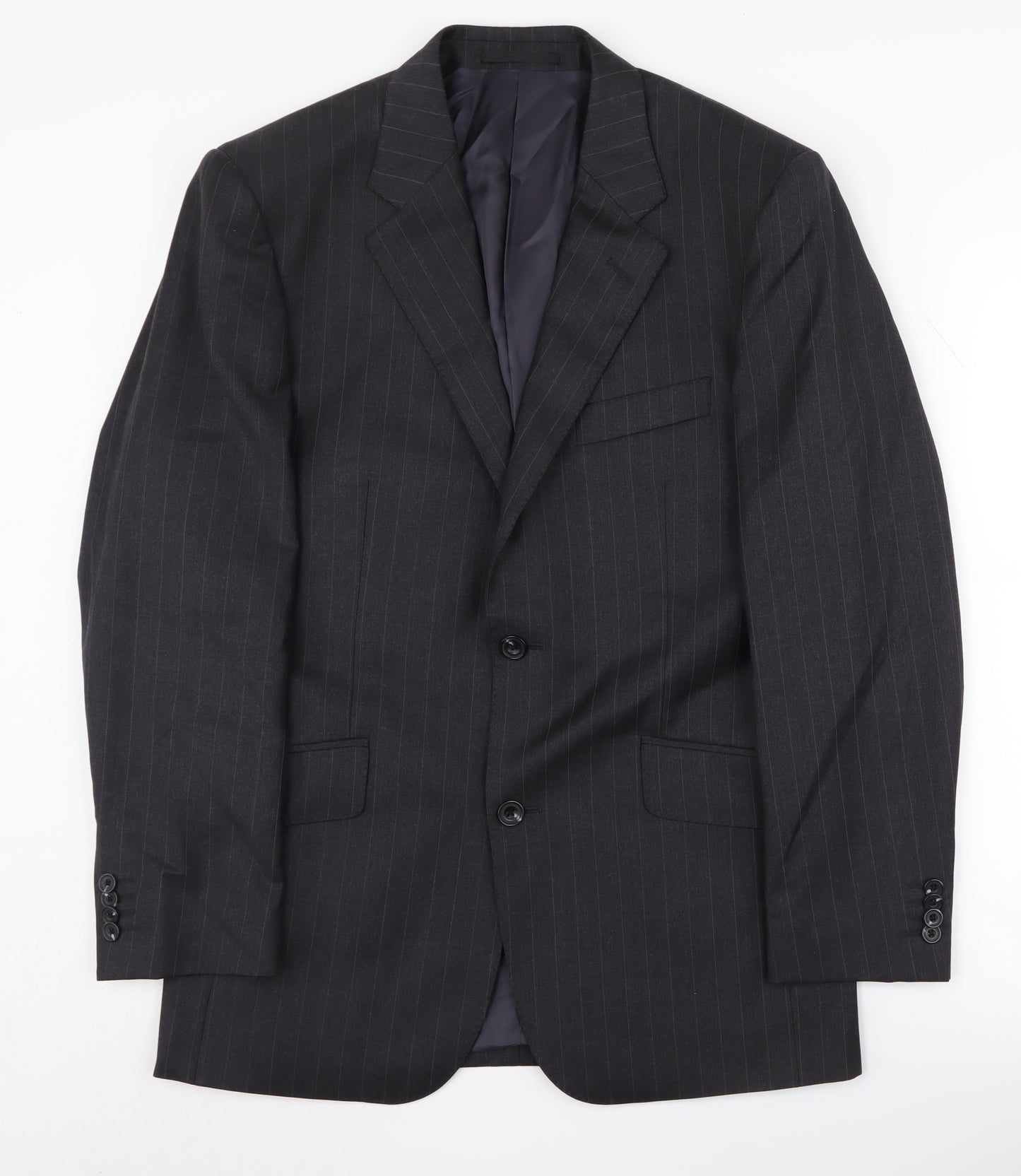 T.M.Lewin Men's Black Striped Suit Jacket 38S