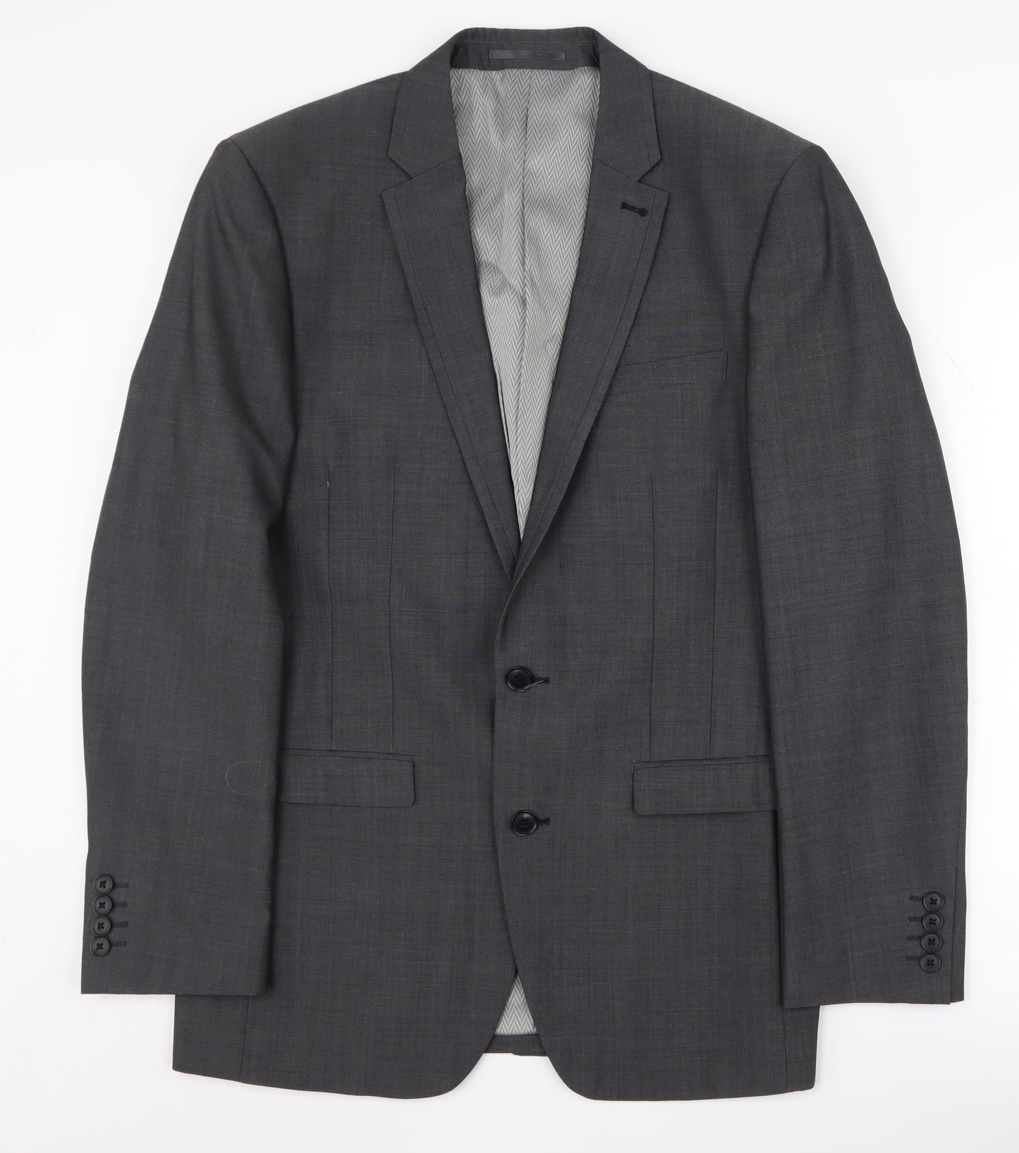 Next Men's Grey Formal Blazer, Size 38R, Two-Button