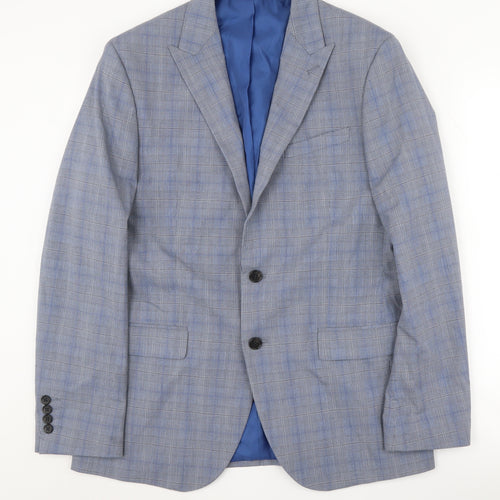 Marks and Spencer Men's Blue Check Blazer, Size 40R