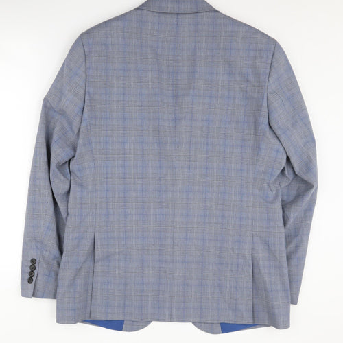 Marks and Spencer Men's Blue Check Blazer, Size 40R