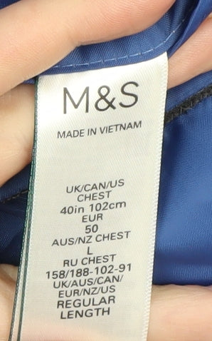 Marks and Spencer Men's Blue Check Blazer, Size 40R