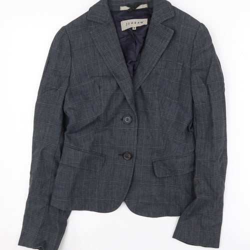 Jigsaw Women's Grey Check Blazer Size 8, Workwear Style