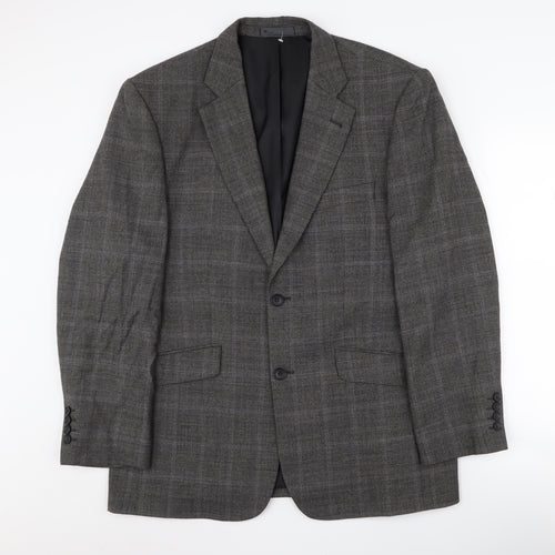 BHS Men's Grey Check Blazer 38-40 Wool Blend