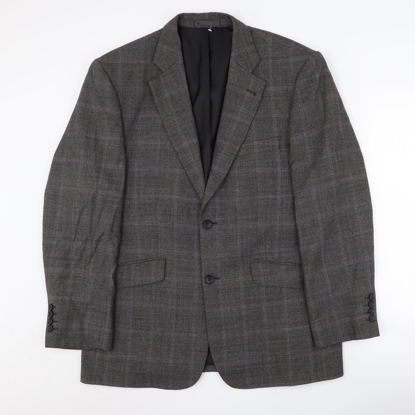 BHS Men's Grey Check Blazer 38-40 Wool Blend