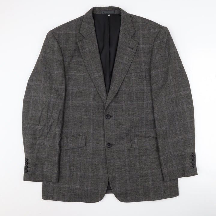 BHS Men's Grey Check Blazer 38-40 Wool Blend