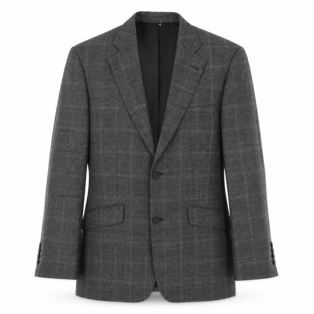 Front view of BHS Men's Grey Check Blazer 38-40 Wool Blend