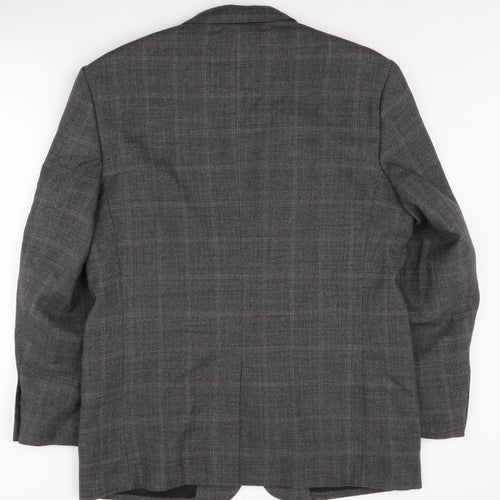 BHS Men's Grey Check Blazer 38-40 Wool Blend
